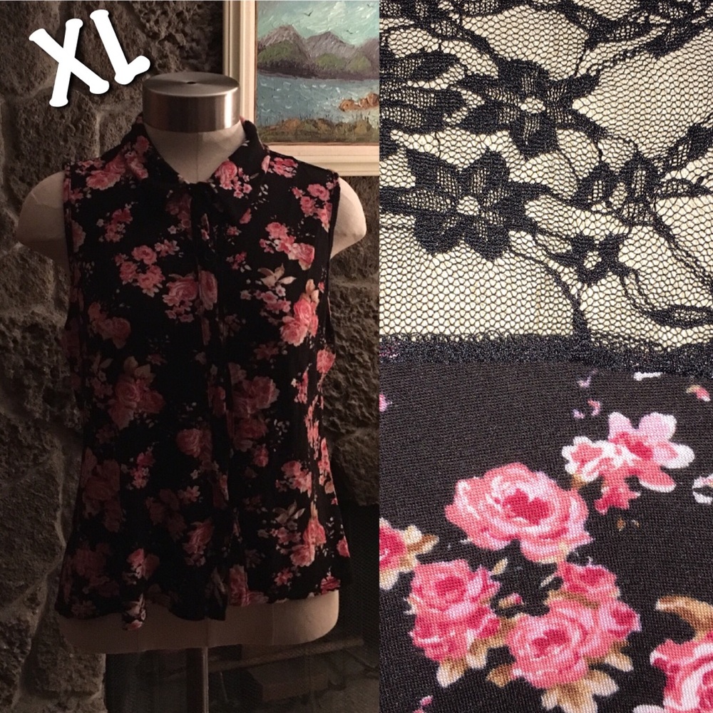 FREE W/PURCHASE Floral Lace Button Down Knit Top